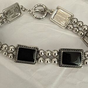 Silver and Black Enamel Bracelet